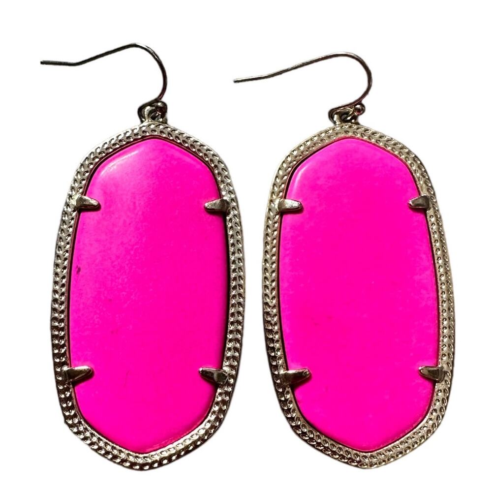 Kendra Scott Danielle Pink Agate Magenta Drop Earrings Retired